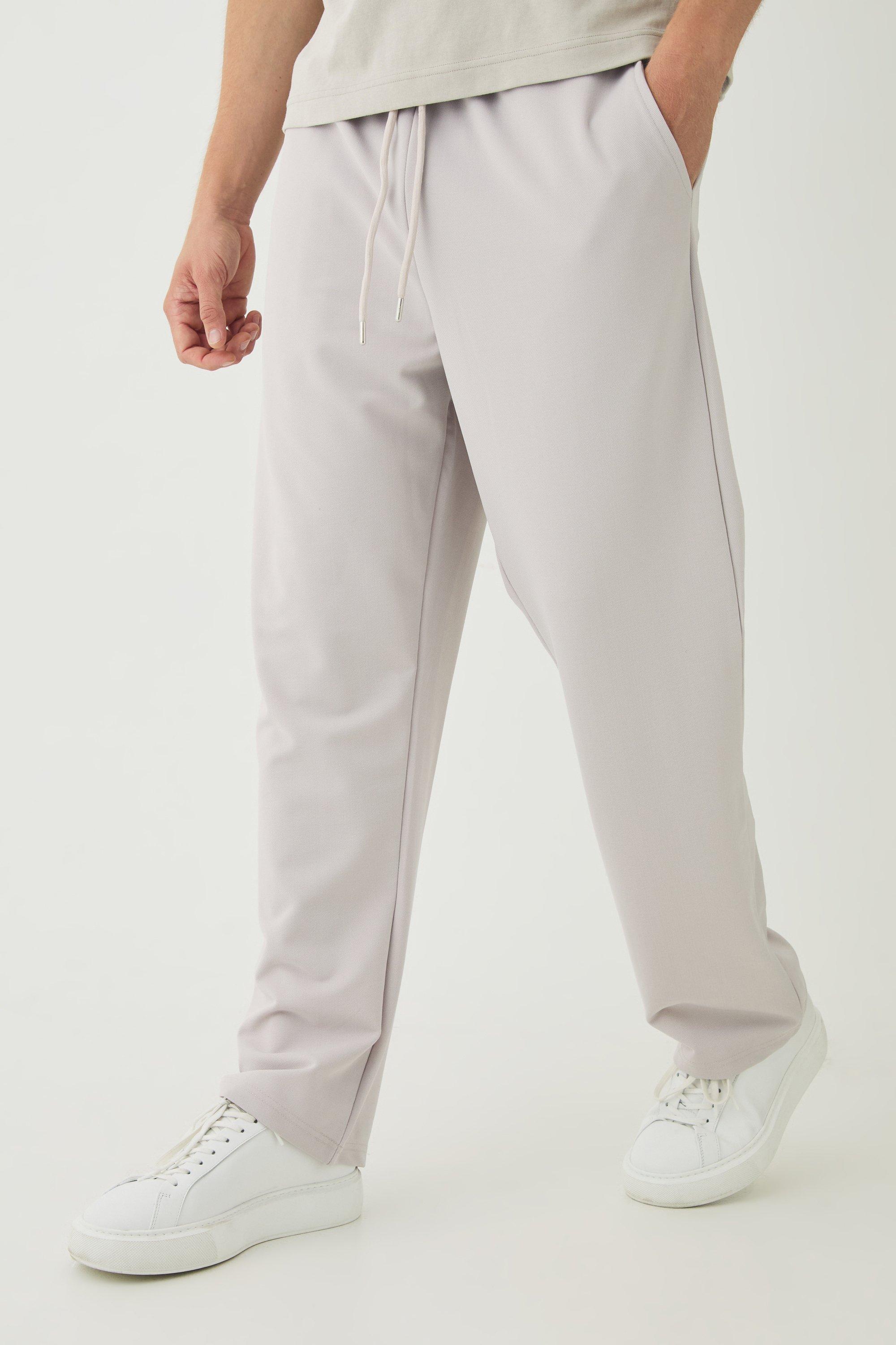 Mens Grey Straight Leg Jersey Twill Jogger, Grey